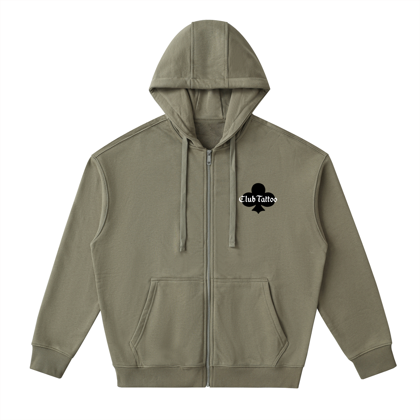 Drop-Shoulder Zip Up Hoodie - Club Tattoo
