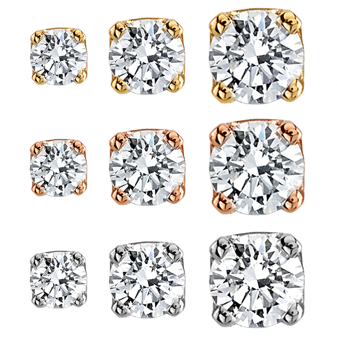 Round Four-Prong White CZ - Club Tattoo