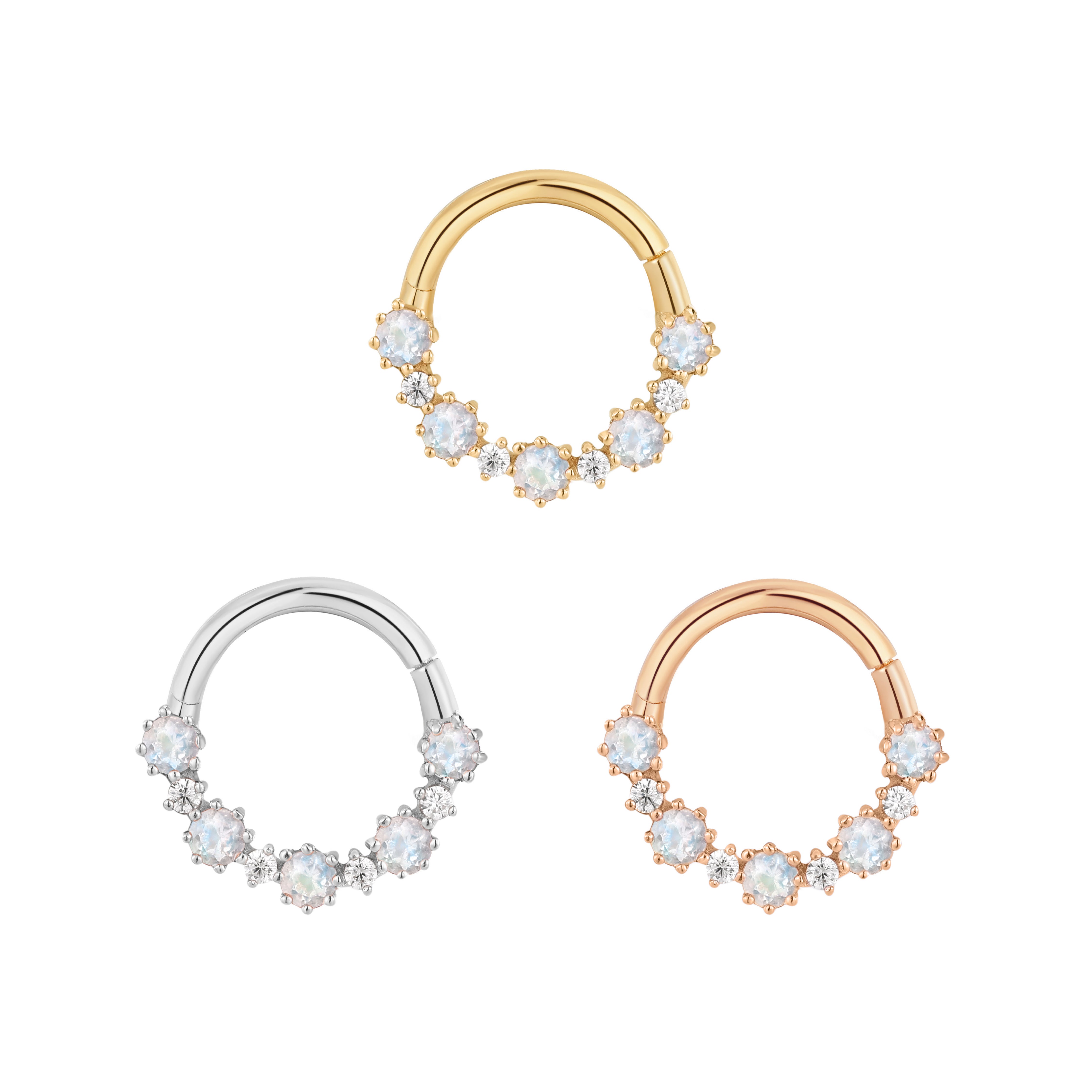 Montone Rang Ariana Clicker with Rainbow Moonstone | Buddha Jewelry | Club Tattoo