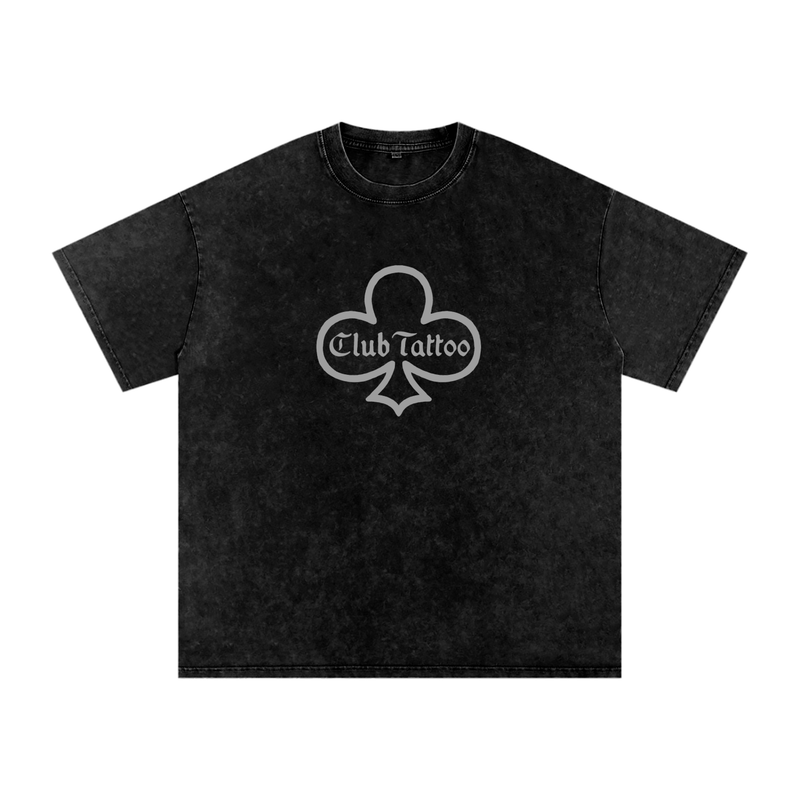 Snow Washed Oversized Cotton T-Shirt - Club Tattoo