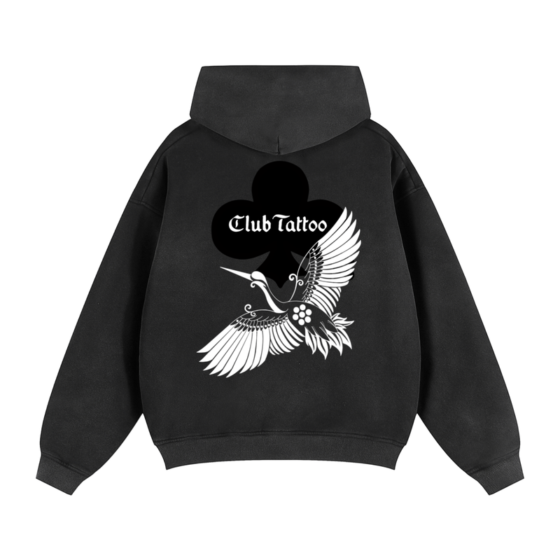 CT Crane Unisex Sunfade Two-way Zipper Boxy Fleece Hoodie - Club Tattoo