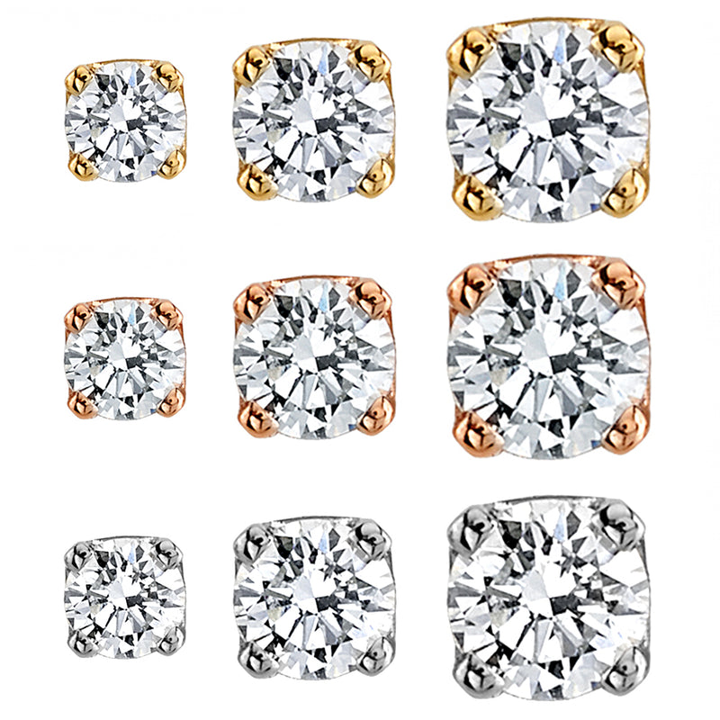 Round Four-Prong White CZ - Club Tattoo